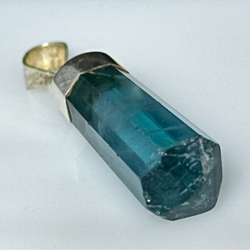 Sterling Silver 925 Fluorite Point Pendant Crystal - Picture 8 of 17